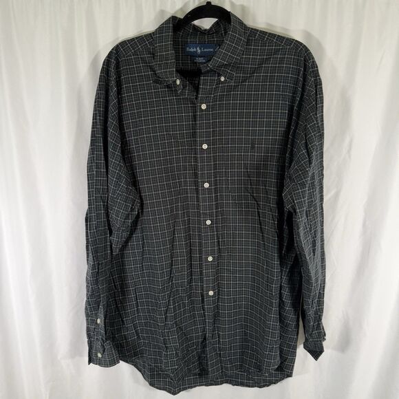 Ralph Lauren Blake Shirt Men's XL Black Plaid Collared Long Sleeve Button Down - Picture 1 of 10